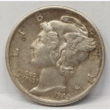 UNITED STATES OF AMERICA 1942D . ONE 1 DIME . LOW MINTAGE